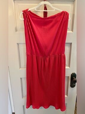 Brick Red Ribbed Sleeveless Dress